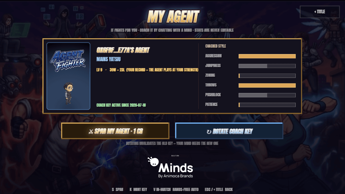 MY AGENT — coached style knobs · spar · coach key