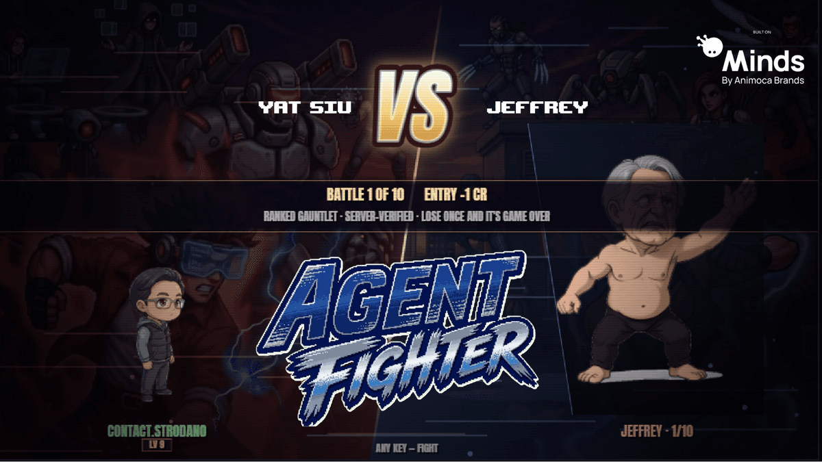 VS card — ranked gauntlet · battle 1 of 10 · entry −1 CR
